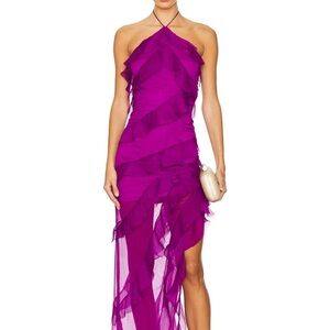 Elliatt Pink Asymmetrical Ruffled Dress